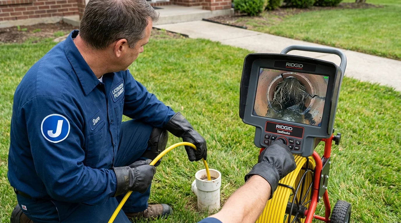 Sewer camera inspection being performed by Johns Plumbing LLC in Ayden