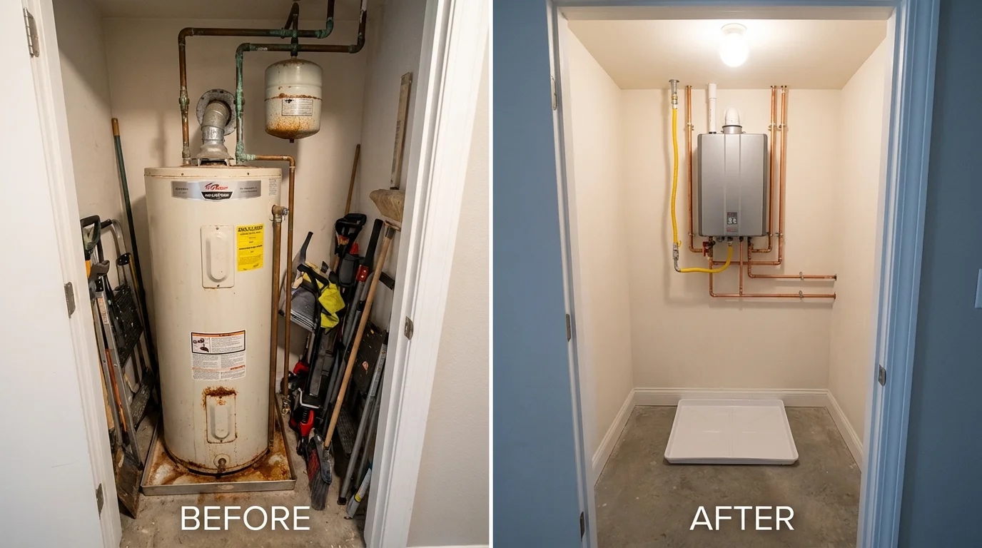 Tank water heater versus wall-mounted tankless unit comparison for Ayden, NC homeowners