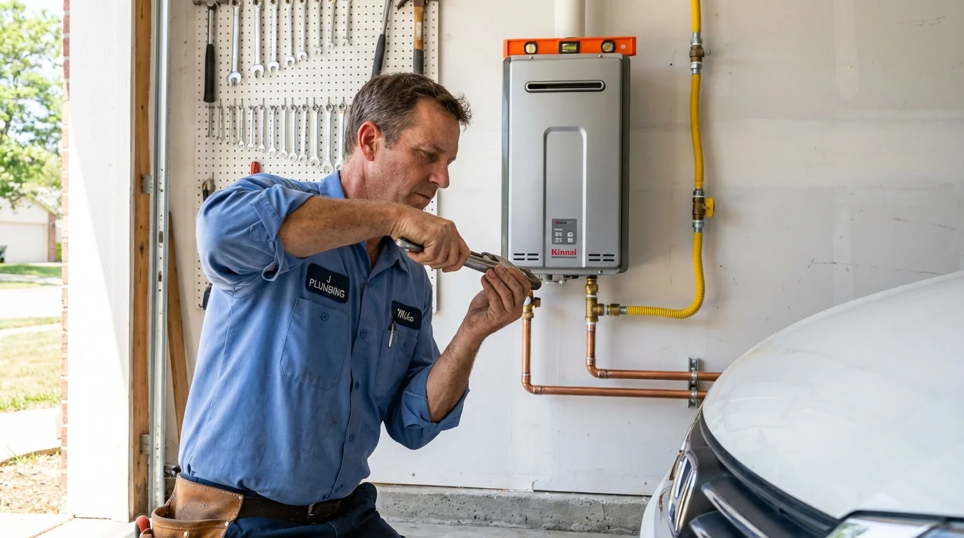 Tankless water heater installation by a Johns Plumbing LLC plumber in Ayden